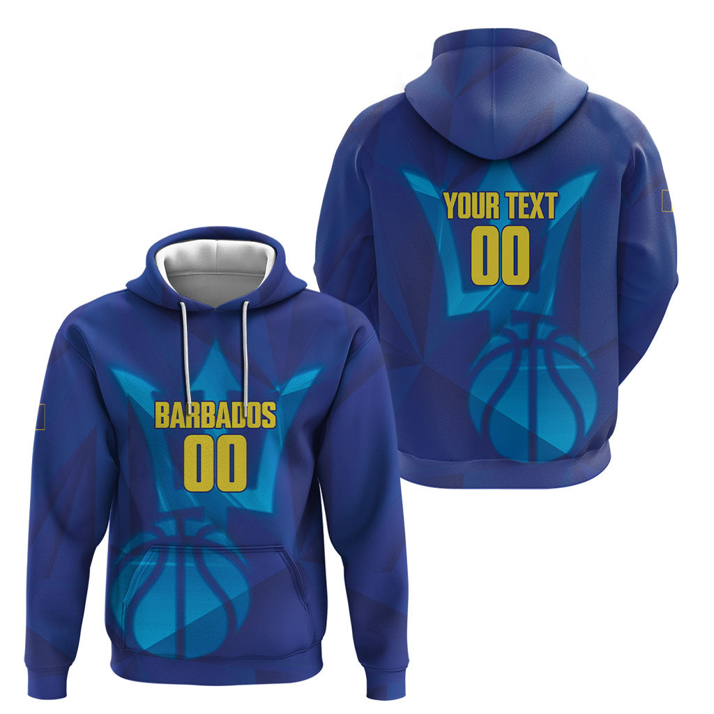 Barbados Basketball Custom Hoodie Barbadian Trident Blue Version