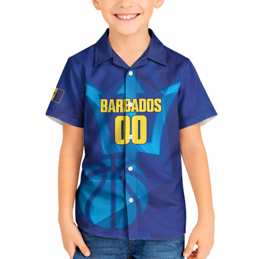 Barbados Basketball Custom Kid Hawaiian Shirt Barbadian Trident Blue Version