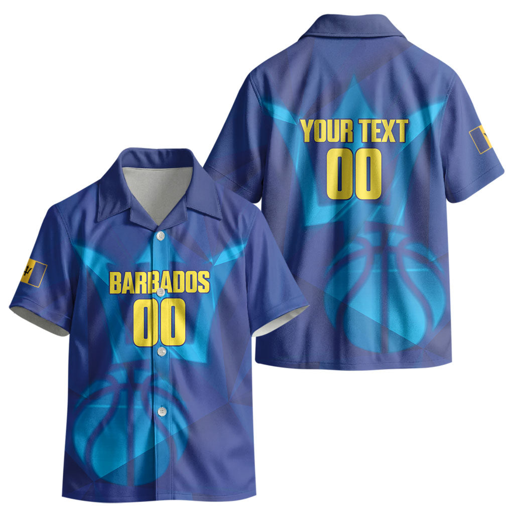 Barbados Basketball Custom Kid Hawaiian Shirt Barbadian Trident Blue Version