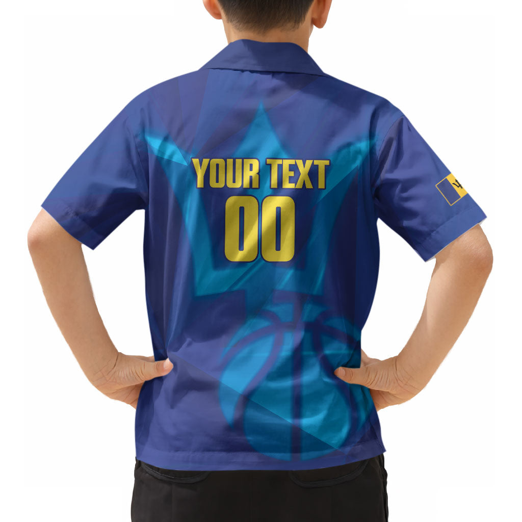 Barbados Basketball Custom Kid Hawaiian Shirt Barbadian Trident Blue Version