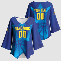 Barbados Basketball Custom Kimono Sleeve Blouse Barbadian Trident Blue Version