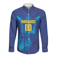 Barbados Basketball Custom Long Sleeve Button Shirt Barbadian Trident Blue Version