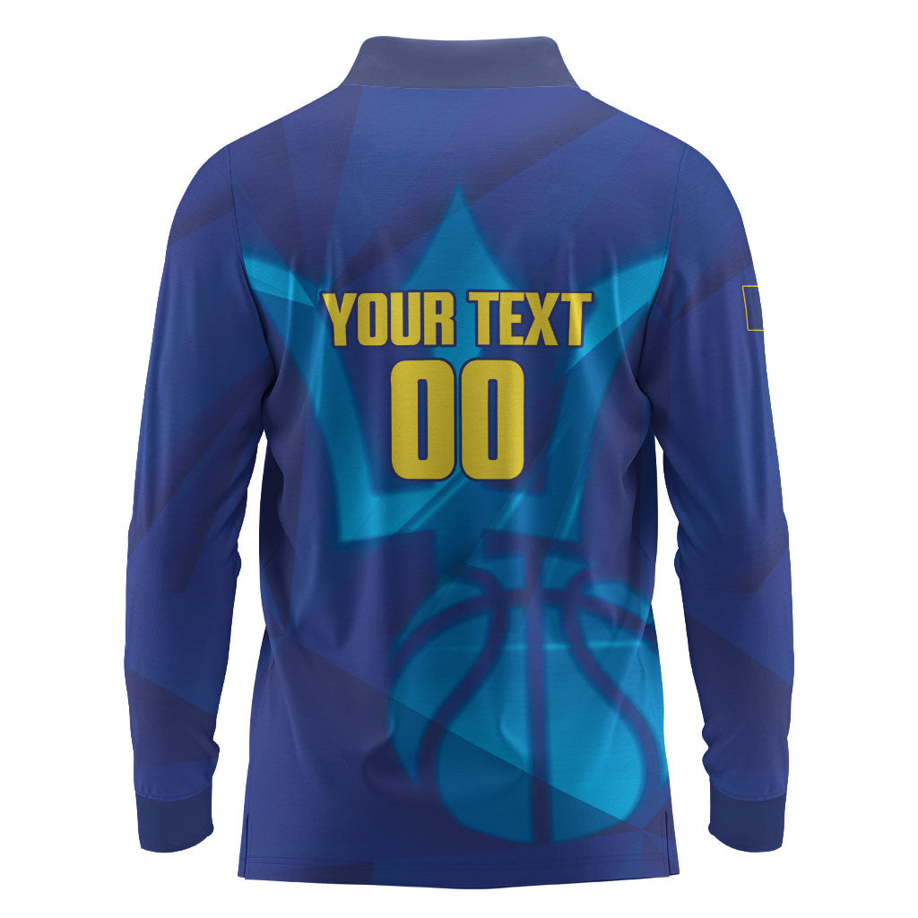Barbados Basketball Custom Long Sleeve Polo Shirt Barbadian Trident Blue Version