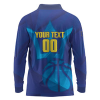 Barbados Basketball Custom Long Sleeve Polo Shirt Barbadian Trident Blue Version