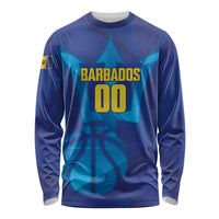 Barbados Basketball Custom Long Sleeve Shirt Barbadian Trident Blue Version