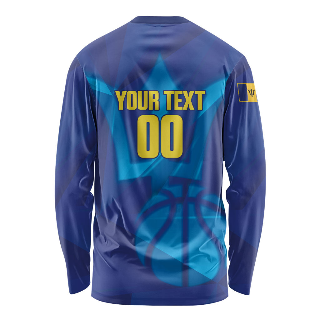 Barbados Basketball Custom Long Sleeve Shirt Barbadian Trident Blue Version