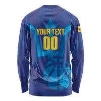 Barbados Basketball Custom Long Sleeve Shirt Barbadian Trident Blue Version