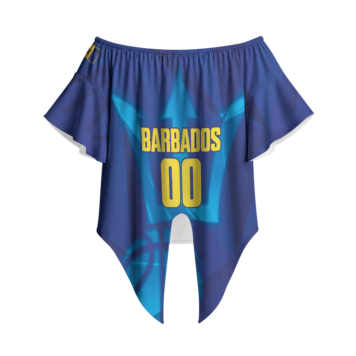 Barbados Basketball Custom Off Shoulder Wrap Waist Top Barbadian Trident Blue Version
