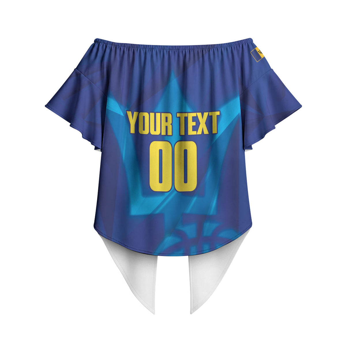 Barbados Basketball Custom Off Shoulder Wrap Waist Top Barbadian Trident Blue Version
