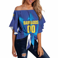 Barbados Basketball Custom Off Shoulder Wrap Waist Top Barbadian Trident Blue Version