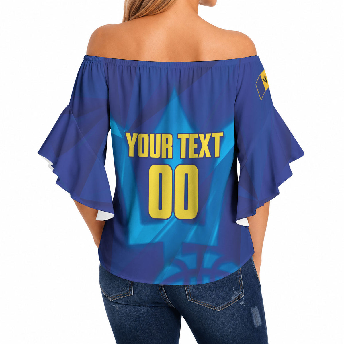 Barbados Basketball Custom Off Shoulder Wrap Waist Top Barbadian Trident Blue Version
