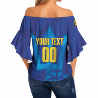 Barbados Basketball Custom Off Shoulder Wrap Waist Top Barbadian Trident Blue Version