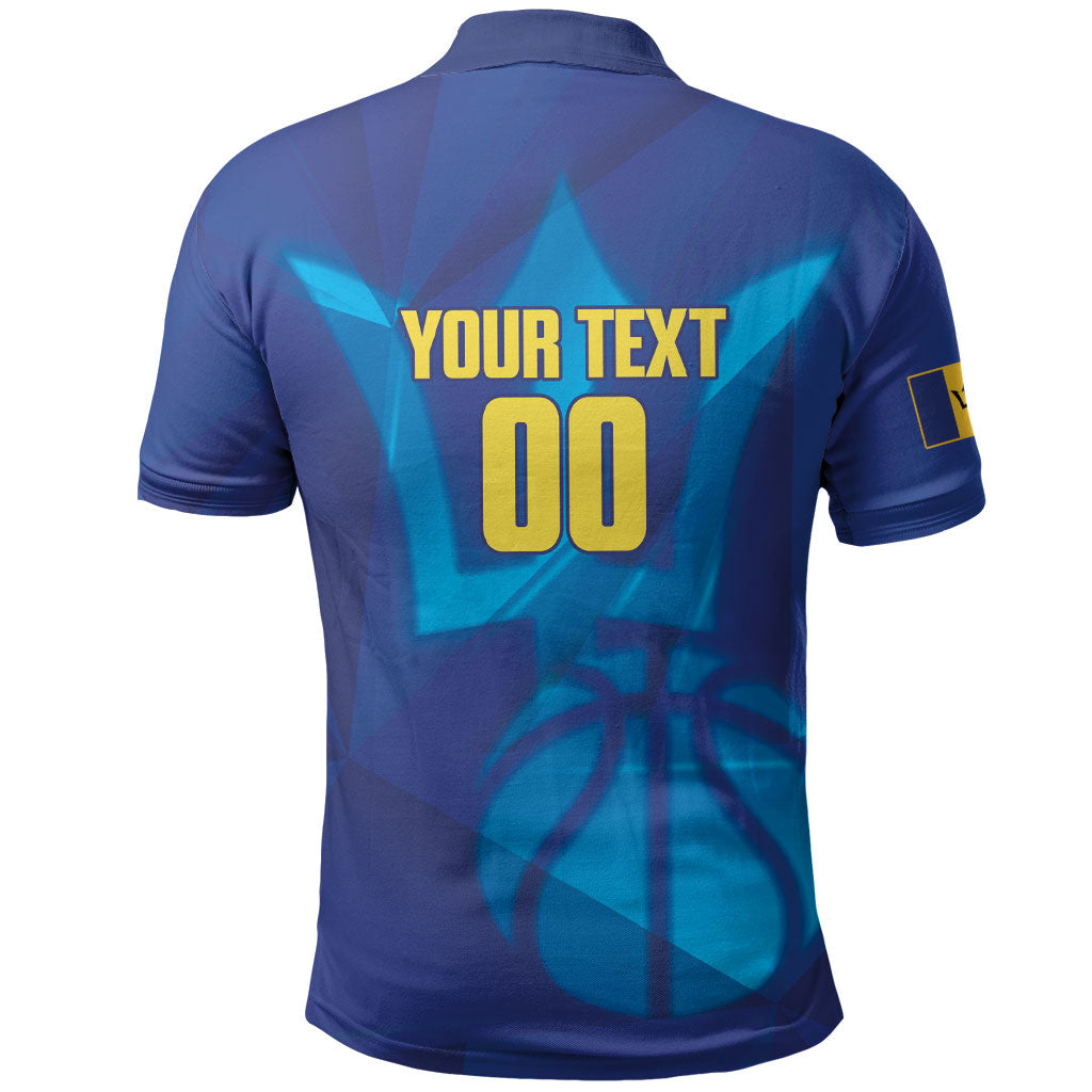 Barbados Basketball Custom Polo Shirt Barbadian Trident Blue Version