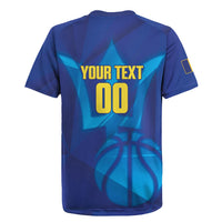 Barbados Basketball Custom Rugby Jersey Barbadian Trident Blue Version