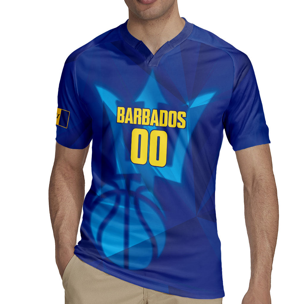 Barbados Basketball Custom Rugby Jersey Barbadian Trident Blue Version
