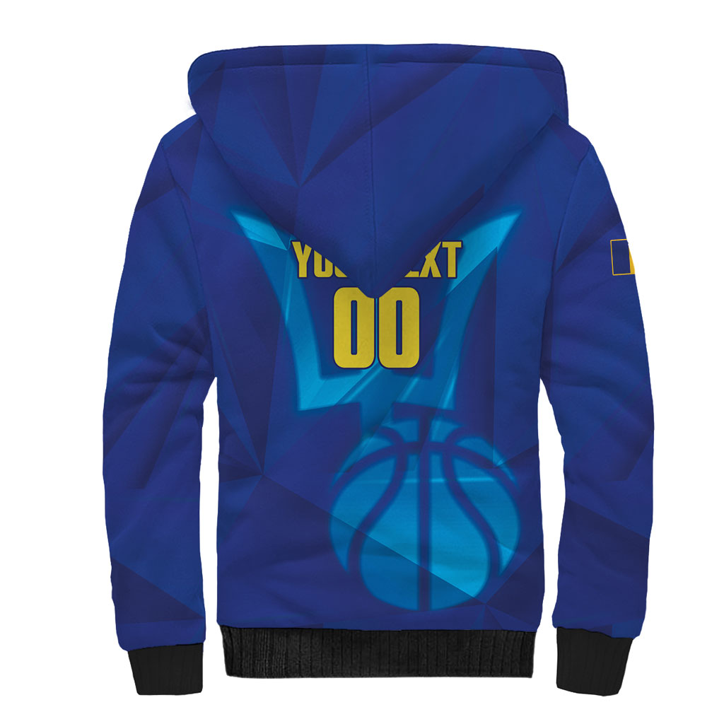Barbados Basketball Custom Sherpa Hoodie Barbadian Trident Blue Version