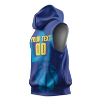 Barbados Basketball Custom Sleeveless Hoodie Barbadian Trident Blue Version
