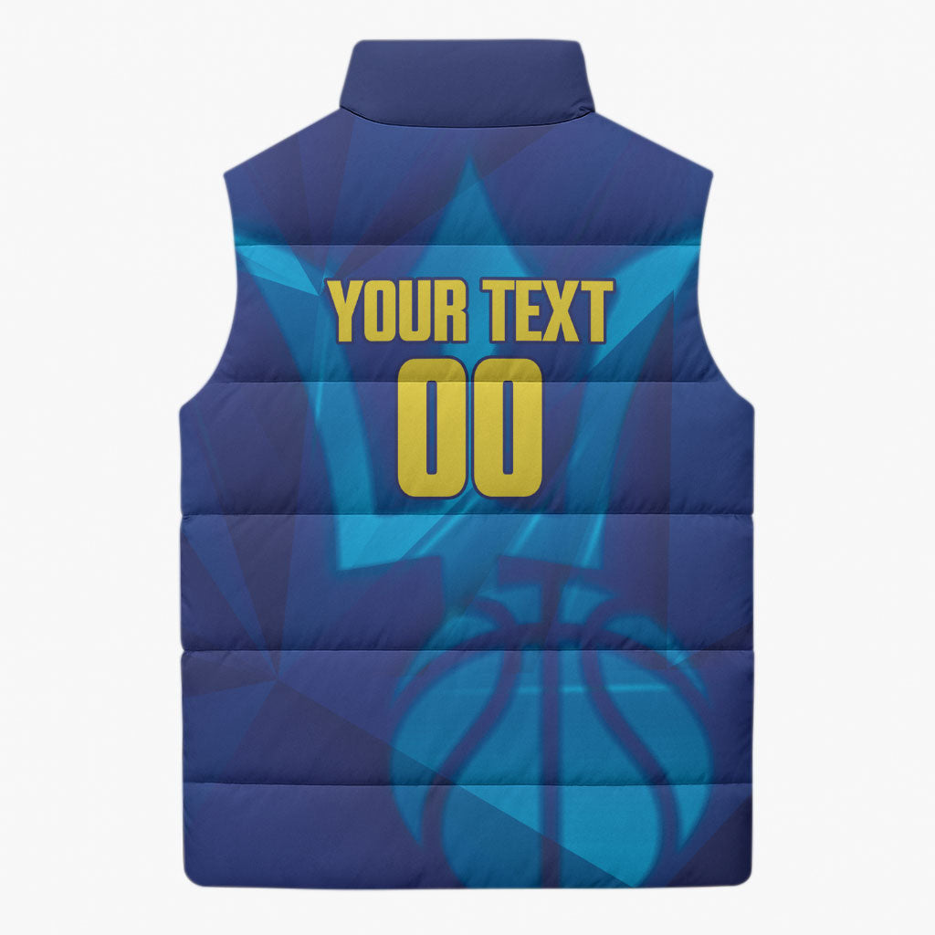 Barbados Basketball Custom Sleeveless Puffer Jacket Barbadian Trident Blue Version