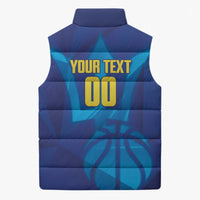 Barbados Basketball Custom Sleeveless Puffer Jacket Barbadian Trident Blue Version