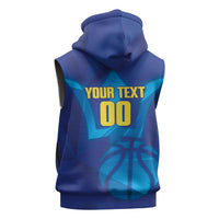Barbados Basketball Custom Sleeveless Zip Hoodie Barbadian Trident Blue Version