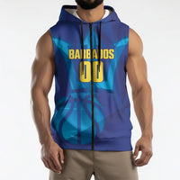 Barbados Basketball Custom Sleeveless Zip Hoodie Barbadian Trident Blue Version