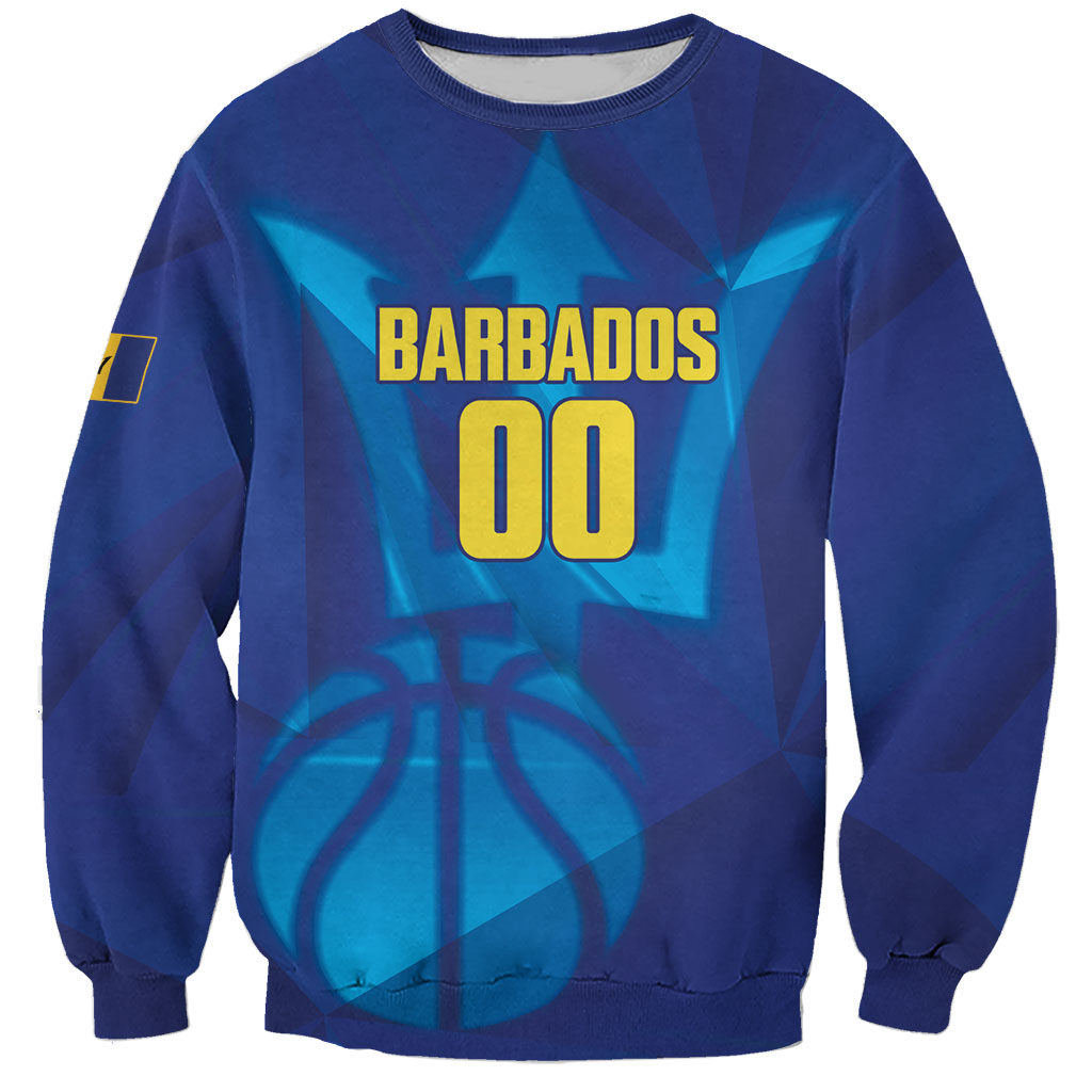 Barbados Basketball Custom Sweatshirt Barbadian Trident Blue Version