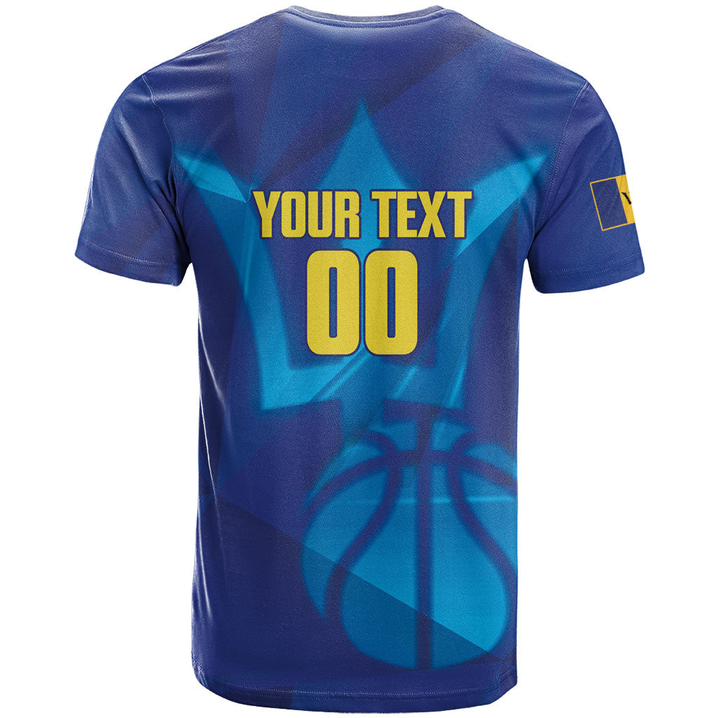 Barbados Basketball Custom T Shirt Barbadian Trident Blue Version