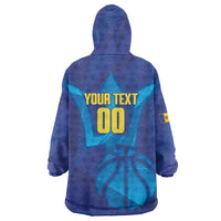 Barbados Basketball Custom Wearable Blanket Hoodie Barbadian Trident Blue Version
