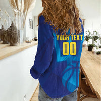 Barbados Basketball Custom Women Casual Shirt Barbadian Trident Blue Version