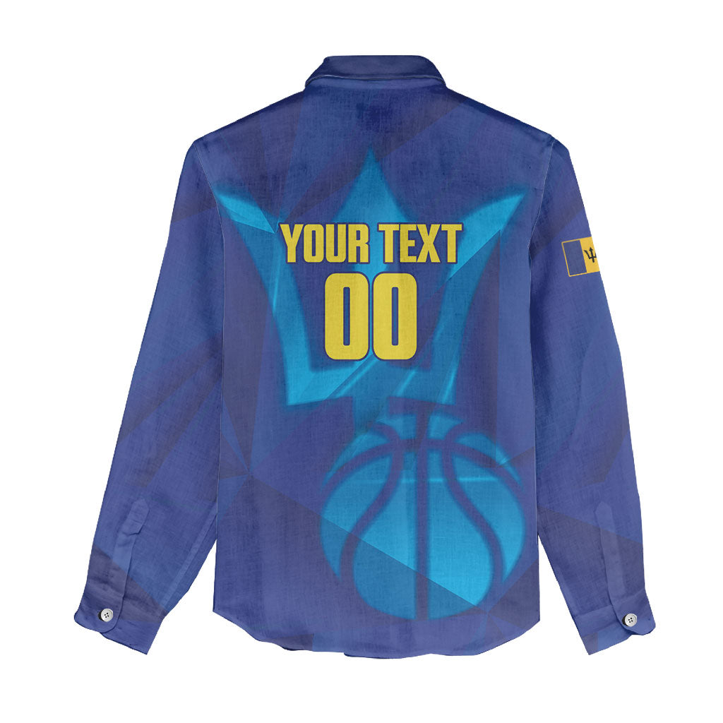 Barbados Basketball Custom Women Casual Shirt Barbadian Trident Blue Version