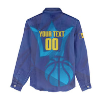 Barbados Basketball Custom Women Casual Shirt Barbadian Trident Blue Version