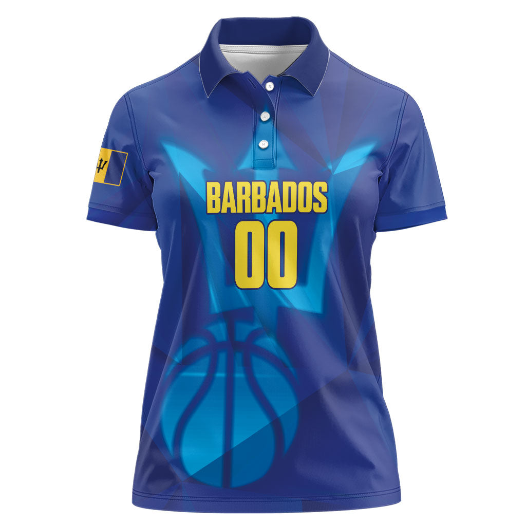 Barbados Basketball Custom Women Polo Shirt Barbadian Trident Blue Version