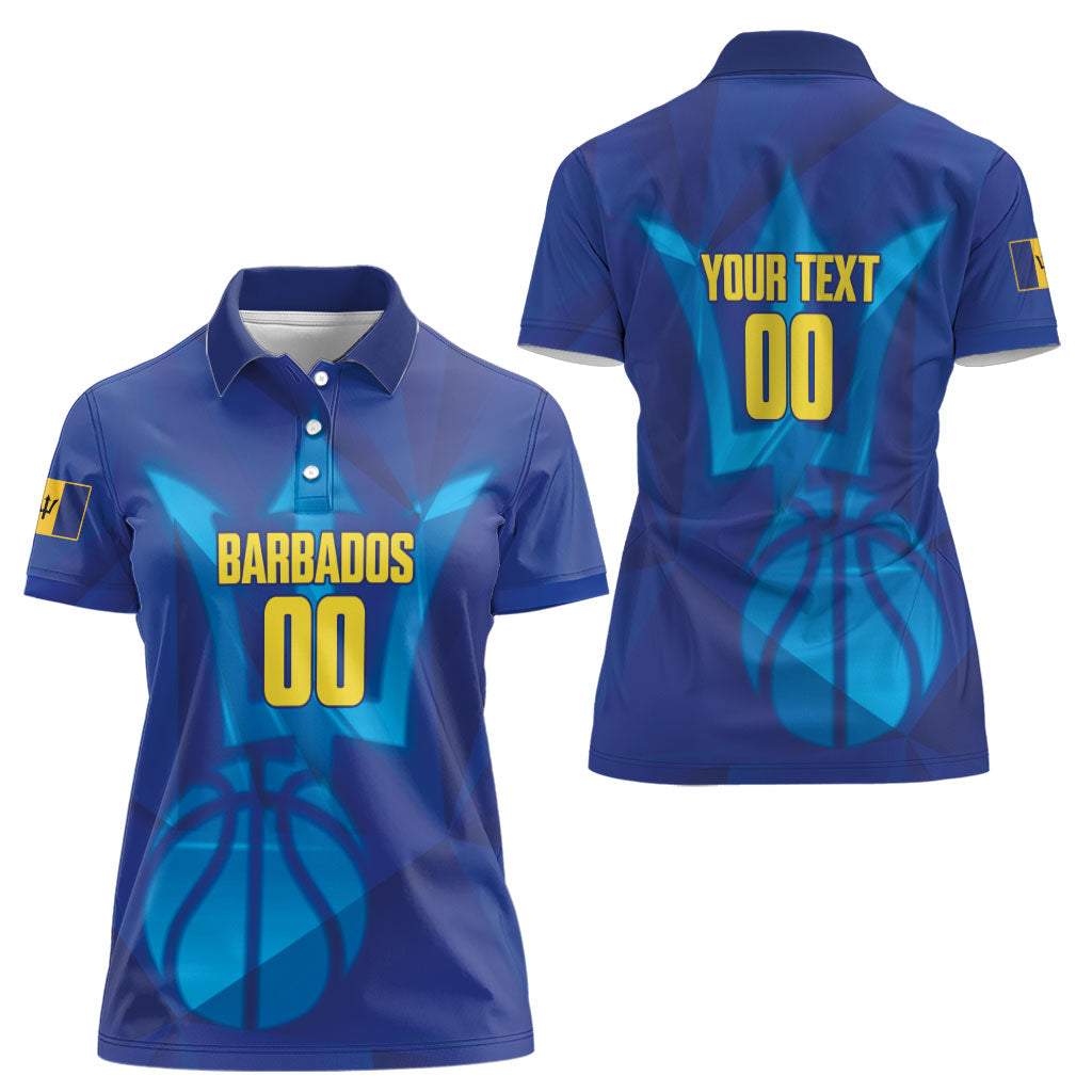 Barbados Basketball Custom Women Polo Shirt Barbadian Trident Blue Version