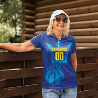 Barbados Basketball Custom Women Polo Shirt Barbadian Trident Blue Version