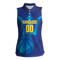 Barbados Basketball Custom Women Sleeveless Polo Shirt Barbadian Trident Blue Version