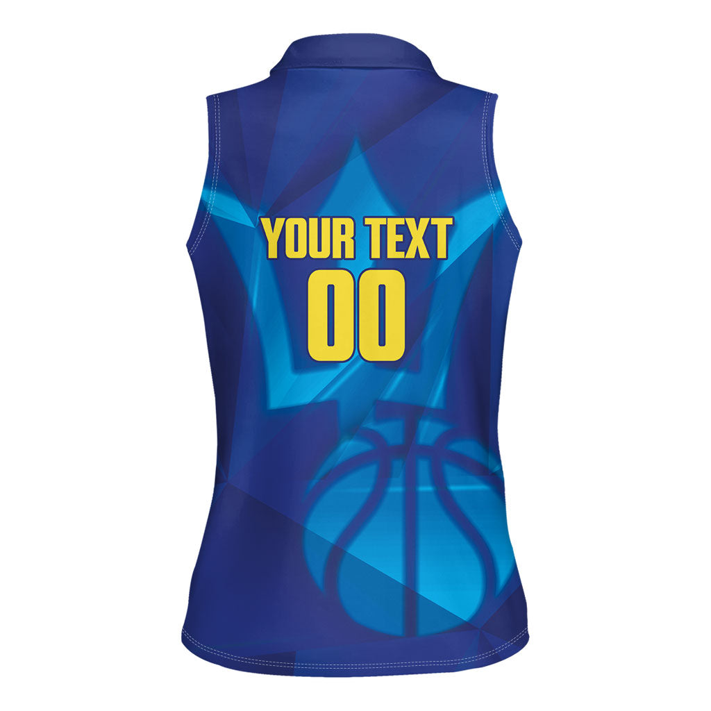 Barbados Basketball Custom Women Sleeveless Polo Shirt Barbadian Trident Blue Version