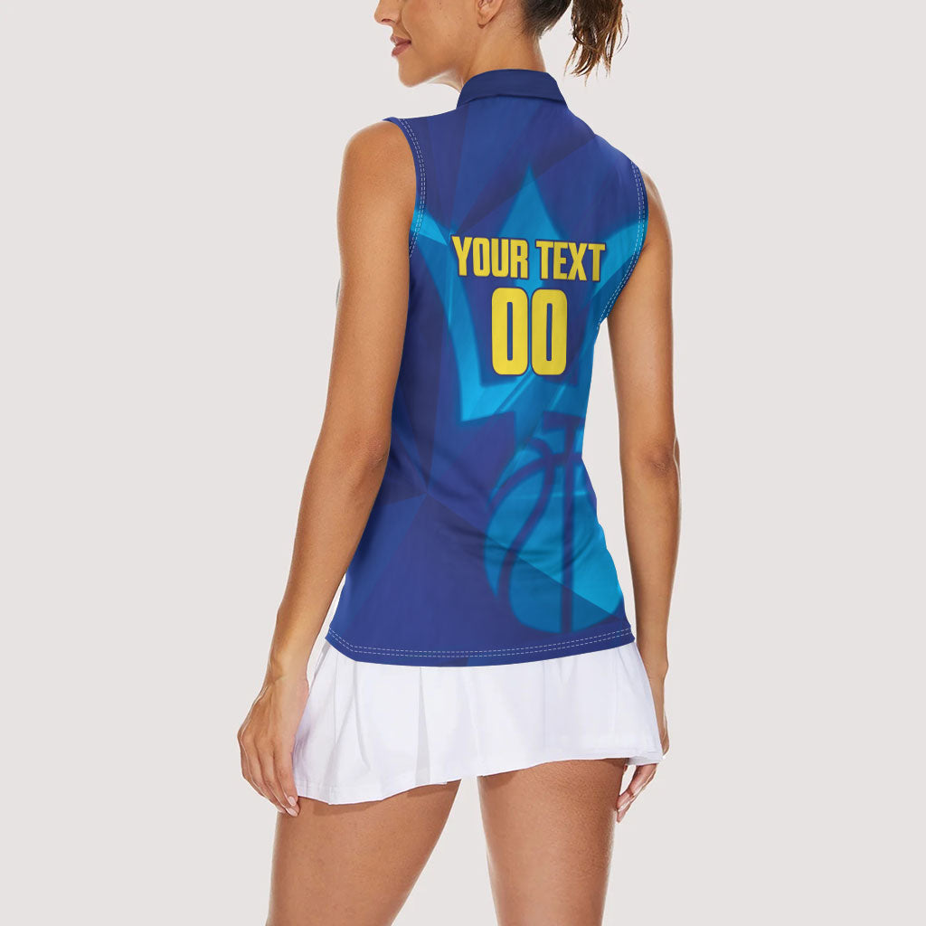 Barbados Basketball Custom Women Sleeveless Polo Shirt Barbadian Trident Blue Version