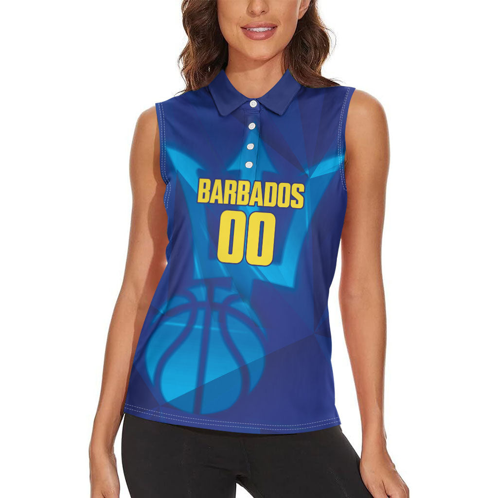 Barbados Basketball Custom Women Sleeveless Polo Shirt Barbadian Trident Blue Version
