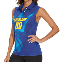 Barbados Basketball Custom Women Sleeveless Polo Shirt Barbadian Trident Blue Version