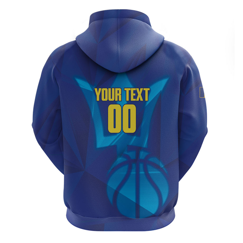 Barbados Basketball Custom Zip Hoodie Barbadian Trident Blue Version
