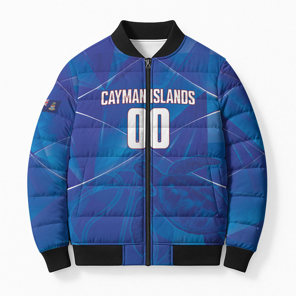 Cayman Islands Basketball Custom Bomber Puffer Jacket Sea Turtle Sporty Style