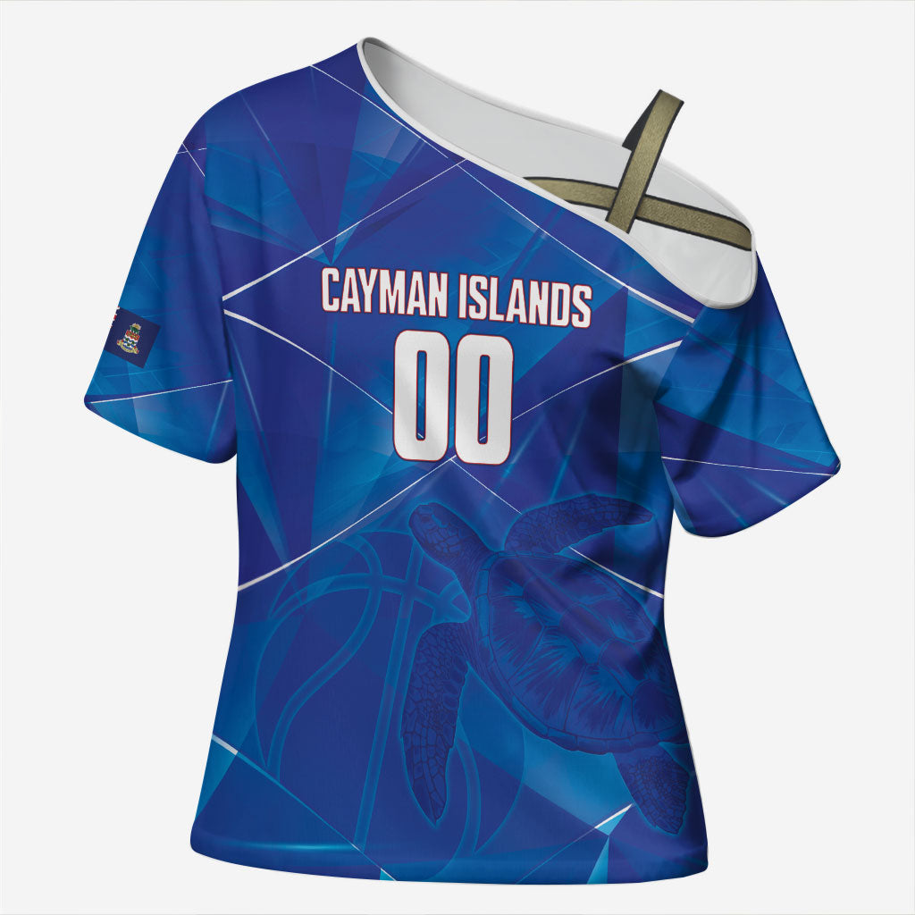 Cayman Islands Basketball Custom Cross Shoulder Shirt Sea Turtle Sporty Style