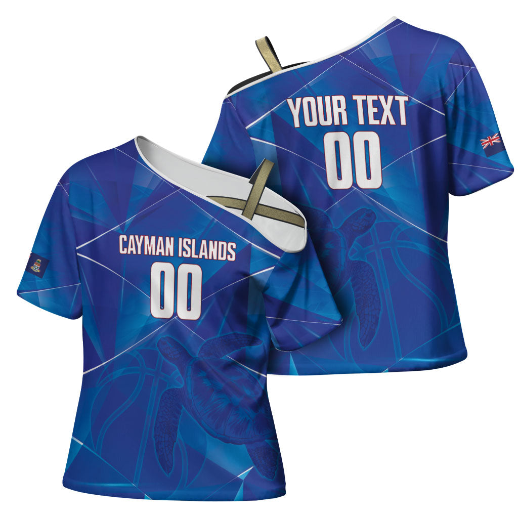 Cayman Islands Basketball Custom Cross Shoulder Shirt Sea Turtle Sporty Style