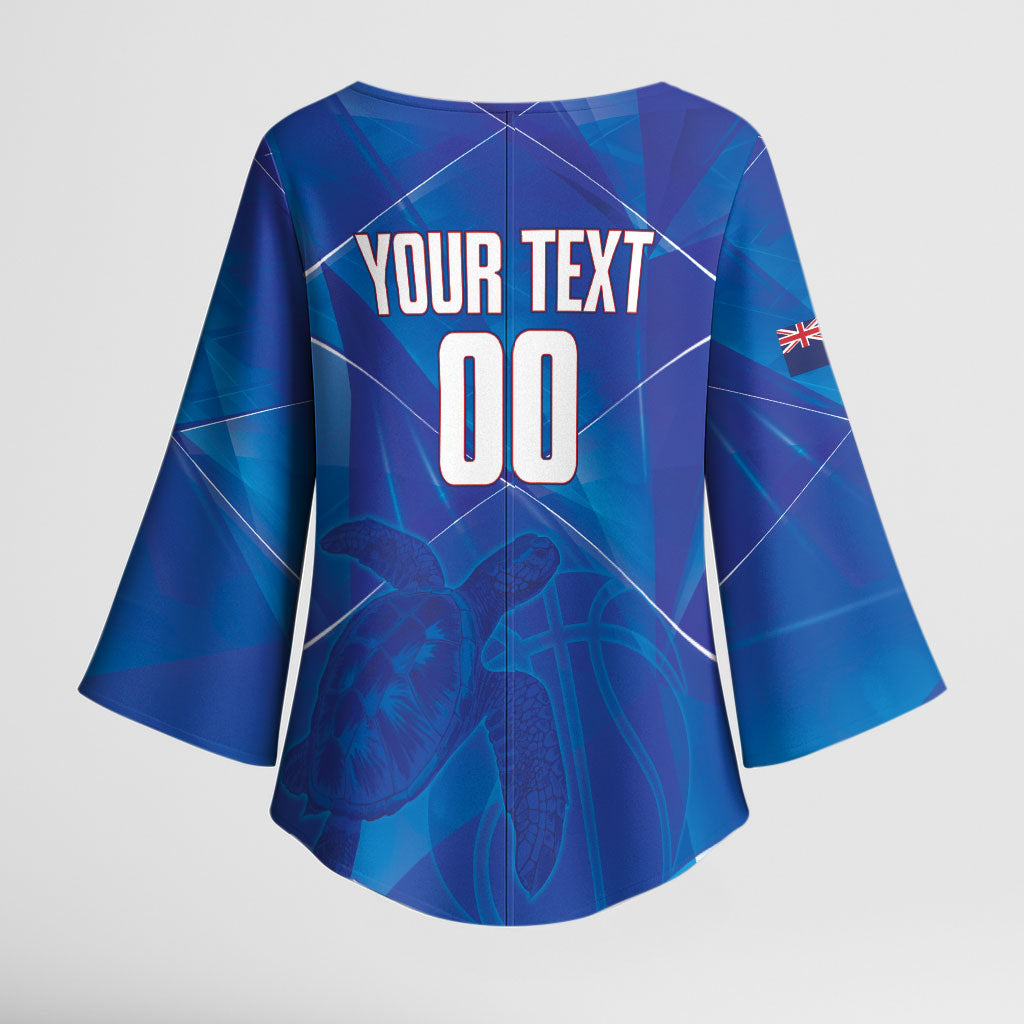 Cayman Islands Basketball Custom Kimono Sleeve Blouse Sea Turtle Sporty Style