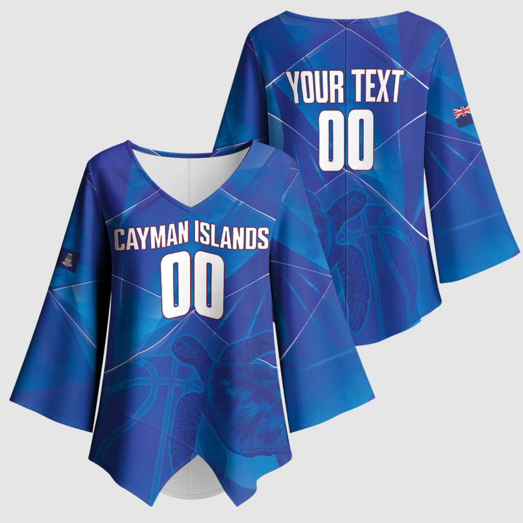 Cayman Islands Basketball Custom Kimono Sleeve Blouse Sea Turtle Sporty Style