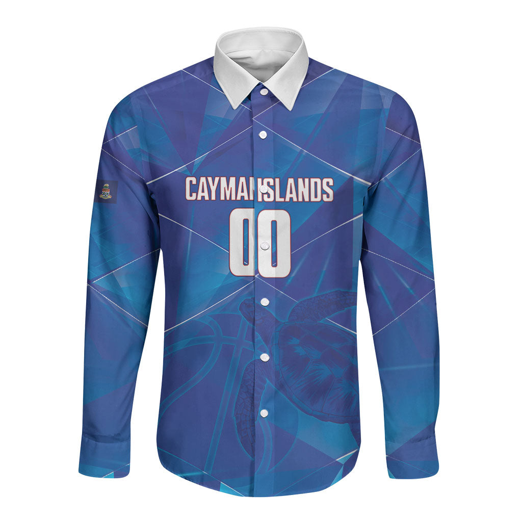 Cayman Islands Basketball Custom Long Sleeve Button Shirt Sea Turtle Sporty Style