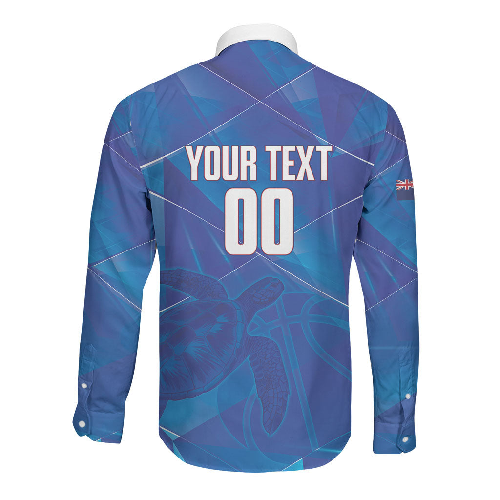 Cayman Islands Basketball Custom Long Sleeve Button Shirt Sea Turtle Sporty Style