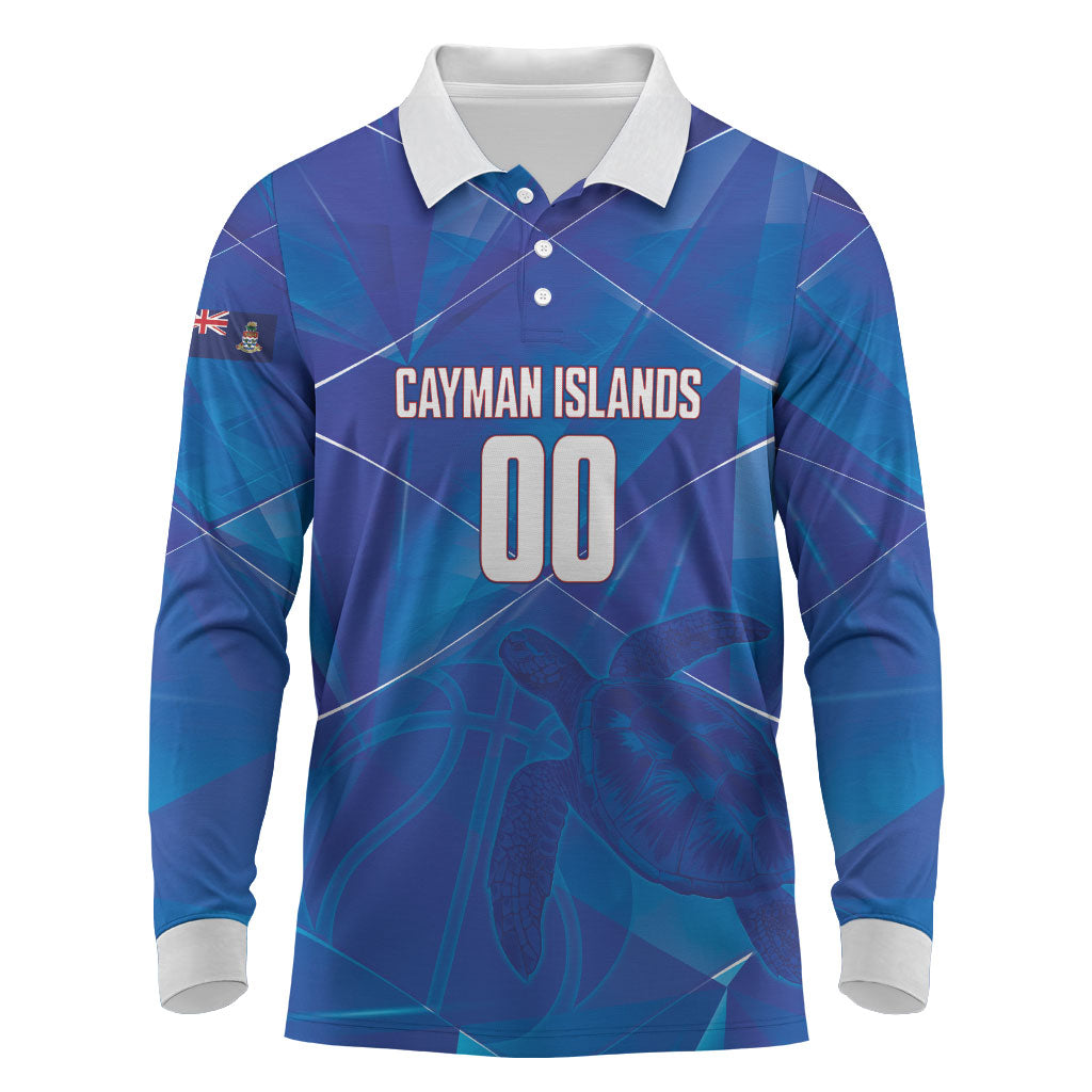 Cayman Islands Basketball Custom Long Sleeve Polo Shirt Sea Turtle Sporty Style