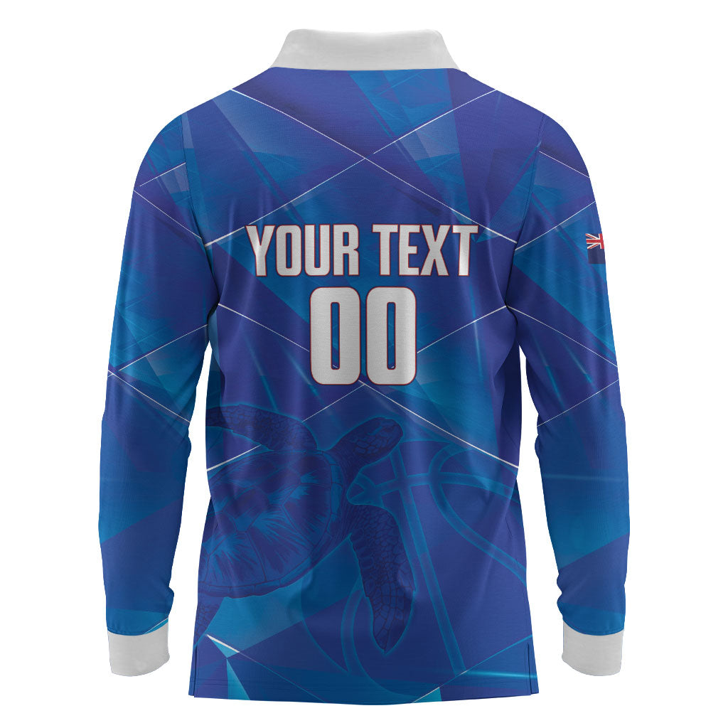 Cayman Islands Basketball Custom Long Sleeve Polo Shirt Sea Turtle Sporty Style