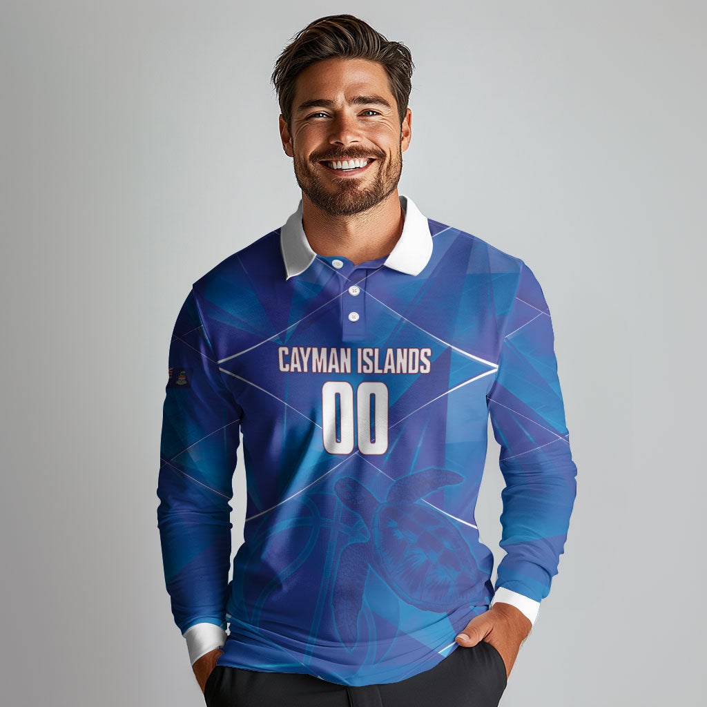 Cayman Islands Basketball Custom Long Sleeve Polo Shirt Sea Turtle Sporty Style